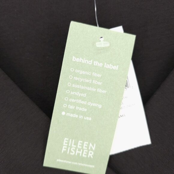 NWT EILEEN FISHER Viscose Jersey Musel Brown V-Neck Shirred Dress Size SMALL - Picture 6 of 8